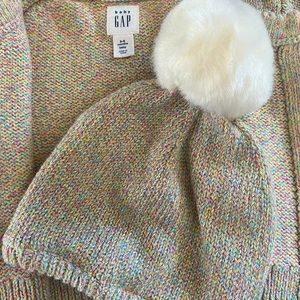 Baby Gap multi color knit sweater and beanie set